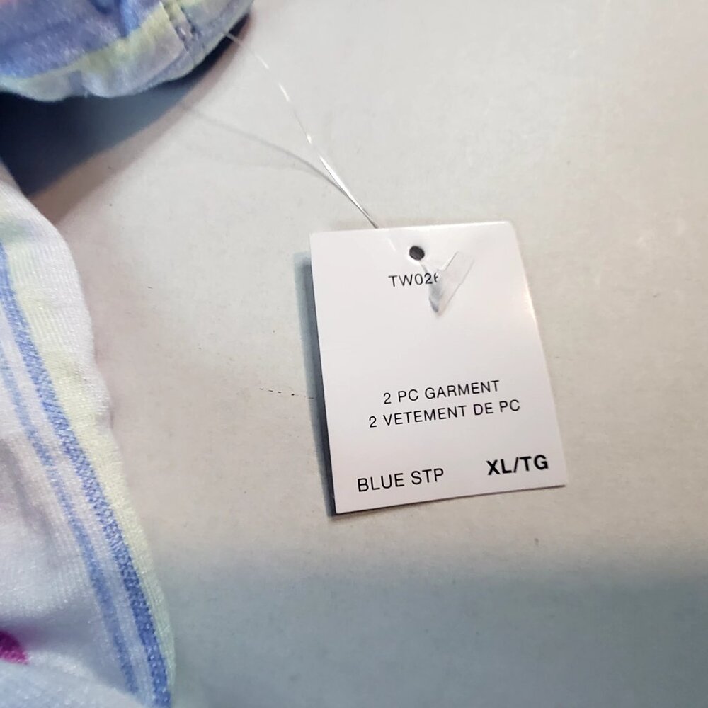 Tommy Bahama Womens Size XL Short Sleeve Cotton Pajama Set Striped Blue/Pink - Picture 14 of 16